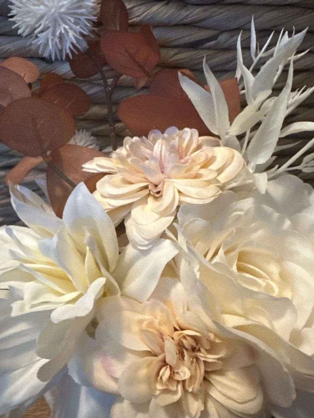Ceramic Ghost Vase with Cream Floral Arrangement